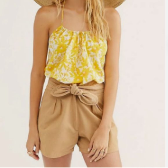 Free People Intimately FP Liza Bodysuit Halter Neckline XS Yellow White … - Picture 3 of 5